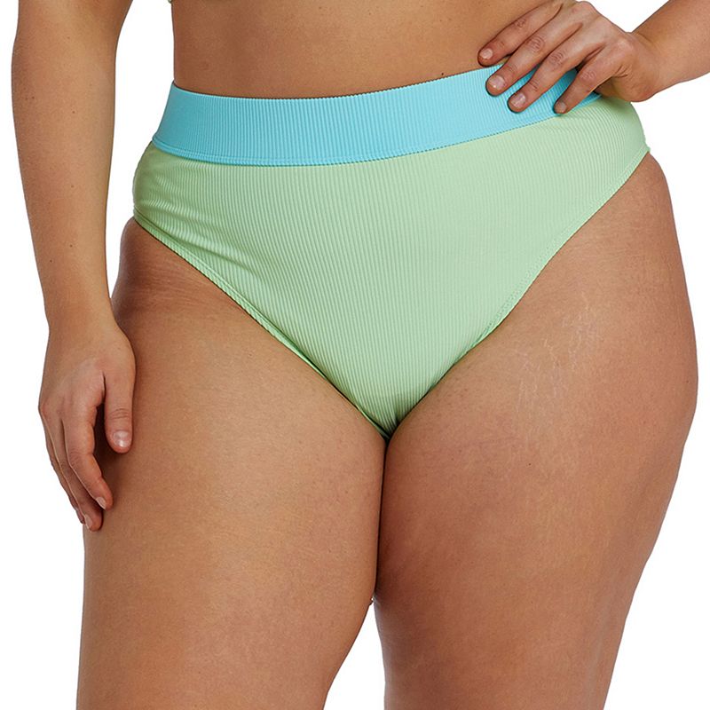 Plus Size Juniors' Cyn & Luca Colorblock Bikini Bottoms, Women's, Size: 2XL, Green Aqua