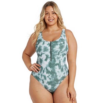 Plus Size Juniors' Cyn & Luca Zip-Front 1 pc Swimsuit