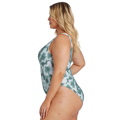 Plus Size Juniors' Cyn & Luca Zip-Front 1-Piece Swimsuit