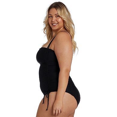 Plus Size Juniors' Cyn & Luca Drawstring 1-Piece Swimsuit