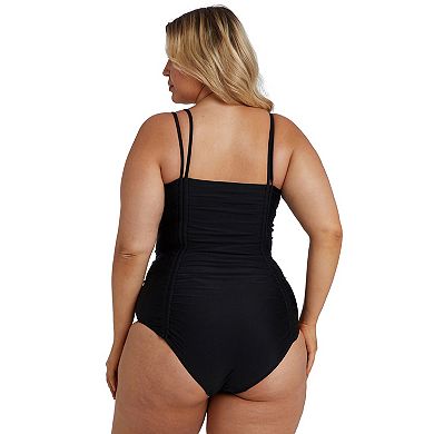 Plus Size Juniors' Cyn & Luca Drawstring 1-Piece Swimsuit