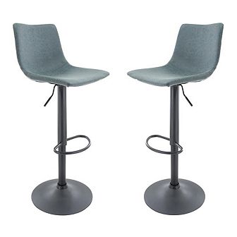 LeisureMod Tilbury Modern Adjustable Bar Stool With Footrest & 360-Degree Swivel Set of 2