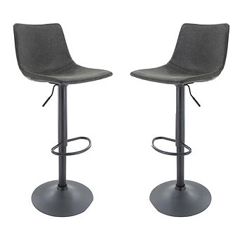 LeisureMod Tilbury Modern Adjustable Bar Stool With Footrest & 360-Degree Swivel Set of 2