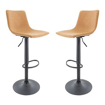 LeisureMod Tilbury Modern Adjustable Bar Stool With Footrest & 360-Degree Swivel Set of 2