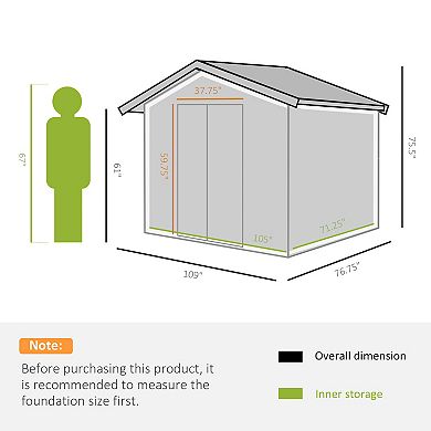 Steel Outdoor Utility Storage Tool Shed Kit For Backyard Garden Silver