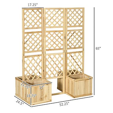 Outsunny Freestanding Outdoor Privacy Screen with 4 Raised Garden Beds