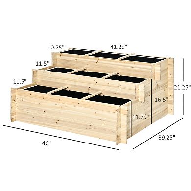 3 Tier Raised Garden Bed Planter Box W/ 9 Grow Grids And Non-woven Fabric