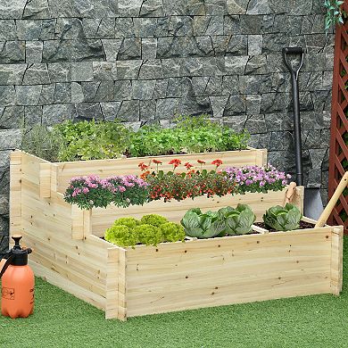 3 Tier Raised Garden Bed Planter Box W/ 9 Grow Grids And Non-woven Fabric