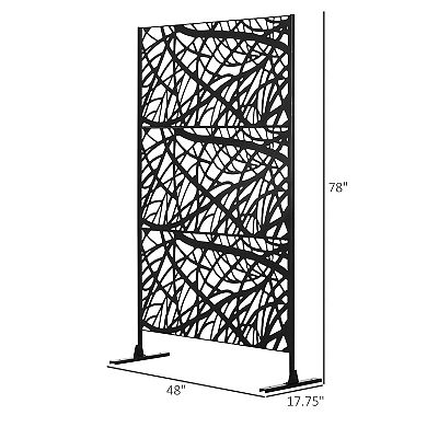 Outsunny Metal Privacy Screen W/ Stand 6.5FT Freestanding Outdoor Divider