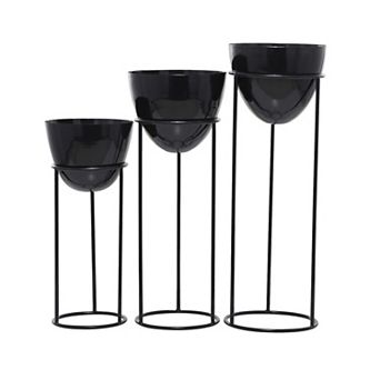 CosmoLiving by Cosmopolitan Black Planter Floor Decor 3 pc Set