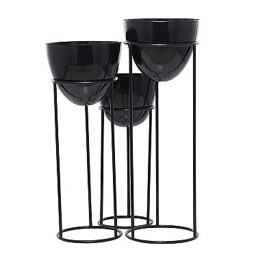 CosmoLiving by Cosmopolitan Black Planter Floor Decor 3-piece Set