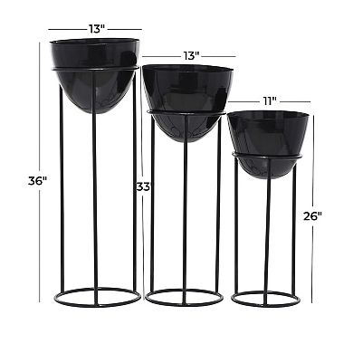 CosmoLiving by Cosmopolitan Black Planter Floor Decor 3-piece Set