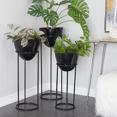 CosmoLiving by Cosmopolitan Black Planter Floor Decor 3-piece Set
