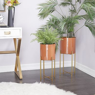 CosmoLiving by Cosmopolitan Cylinder Planter Floor Decor 2-piece Set