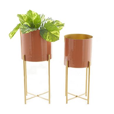 CosmoLiving by Cosmopolitan Cylinder Planter Floor Decor 2-piece Set