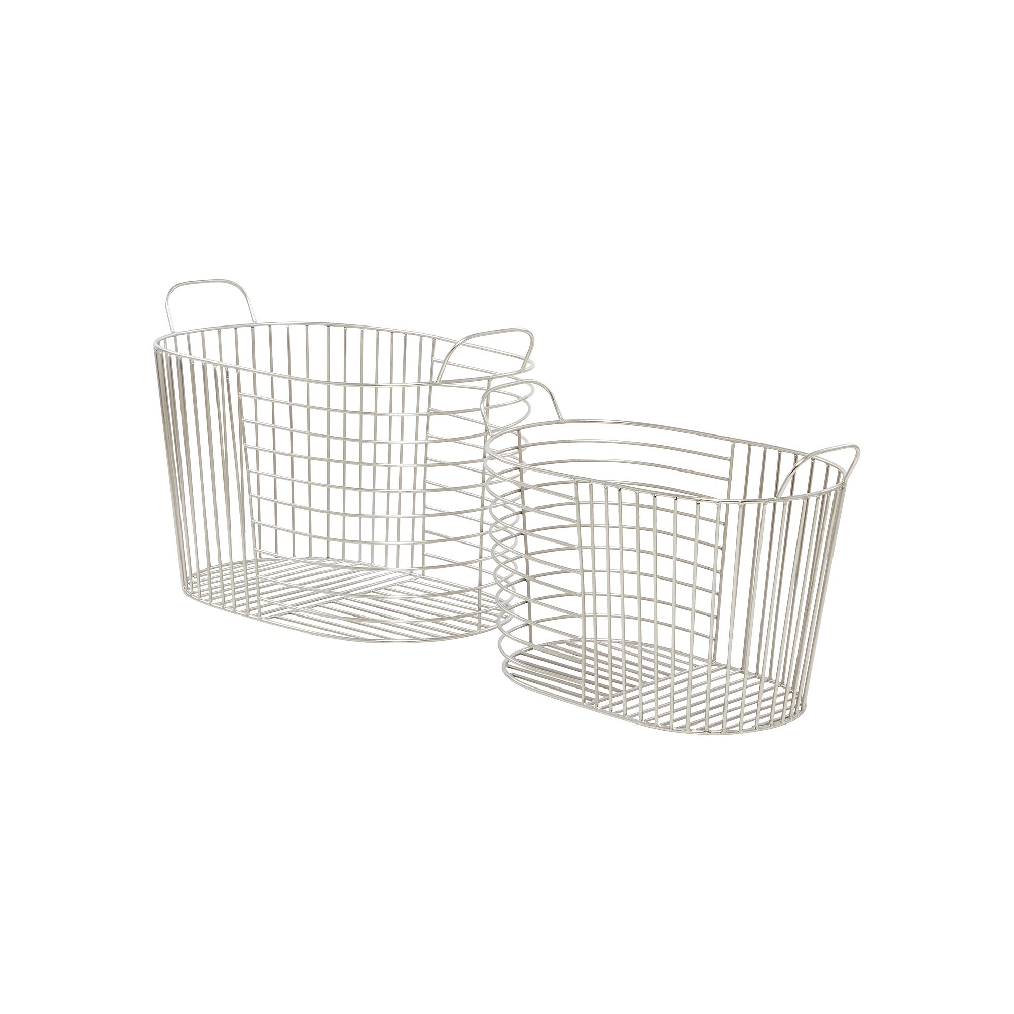 CosmoLiving by Cosmopolitan Wire Storage Basket 2-piece Set, Silver