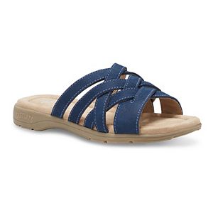 Easy Street Women's Nori Flat Sandal - Laser Cut-Out Slide Sandal, Casual Comfort