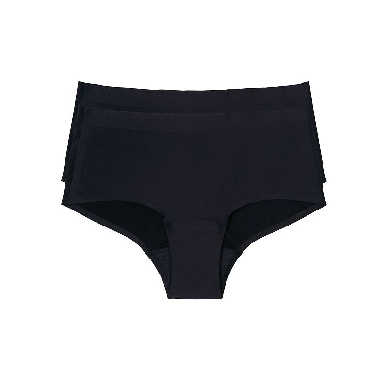 Women's the natural® Leakproof Boyshort Panty 2 Pack 6058, Size: XL, Black
