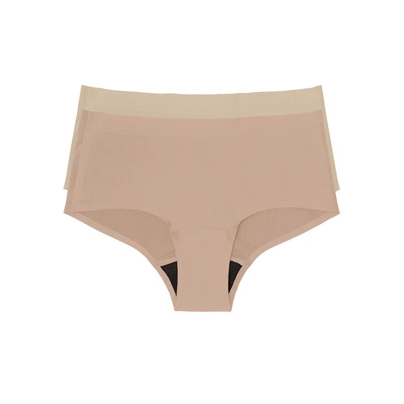 Women's the natural® Leakproof Boyshort Panty 2 Pack 6058, Size: Small, Neutral Beige