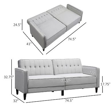 HOMCOM Convertible Sleeper Sofa, Futon Sofa Bed with Split Back Design ...