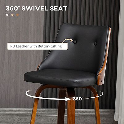 Modern Swivel Stools Black Bar Stools Set Of 4, 26 Counter Height With Back & Swivel – Upholstered Faux Leather For Kitchen Island, Black Reoney Bar Stools