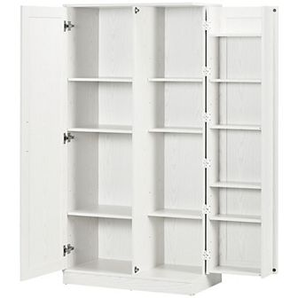 HOMCOM Kitchen Pantry 14 tier Freestanding Cupboard with 2 Doors White