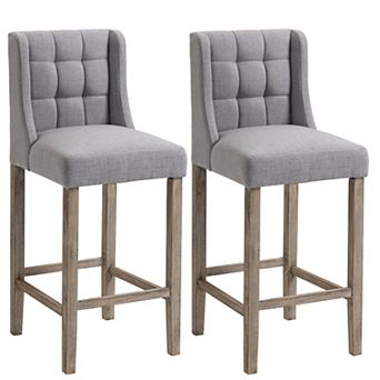 Counter Bar Stools Tufted Upholstered Counter Chairs Set Of 2 For Kitchen