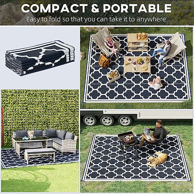 Outsunny Outdoor Rug, 9ft x 12' Plastic Rug &