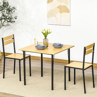 3-piece Dining Room Kitchen Table & 2 Chairs Furniture Set For Home, Bamboo