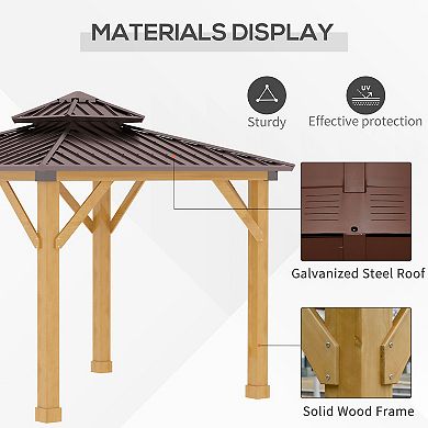 Outsunny 10' x 10' Hardtop Gazebo Patio Shelter Outdoor w/ Steel 2-Tier Roof