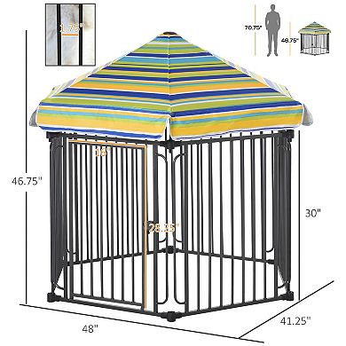 Outside/indoor Dog Playpen Crate W/ Locking Door & Metal Frame, 59.75" X 51.75"