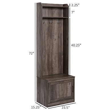 Rustic Hall Tree With Shoe Storage Bench, Entryway Bench With Coat Rack Brown