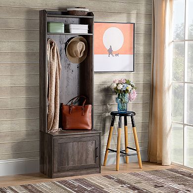 Rustic Hall Tree With Shoe Storage Bench, Entryway Bench With Coat Rack Brown