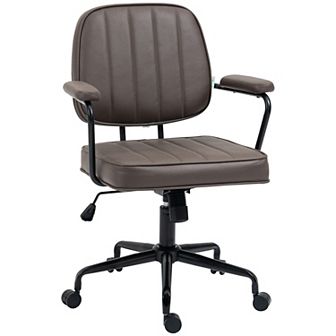Vinsetto Home Office Chair, Microfiber Computer Desk Chair with Swivel Wheels, Adjustable Height, and Tilt Function, Light Brown