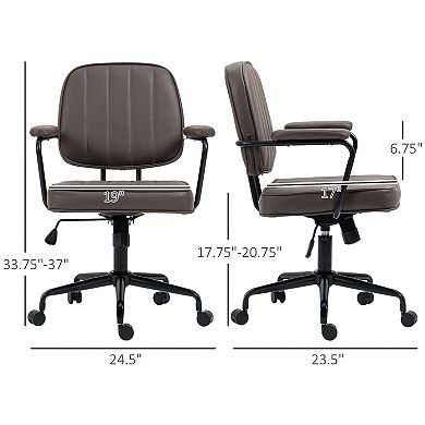 Vinsetto Home Office Chair, Microfiber Computer Desk Chair with Swivel Wheels, Adjustable Height, and Tilt Function, Light Brown