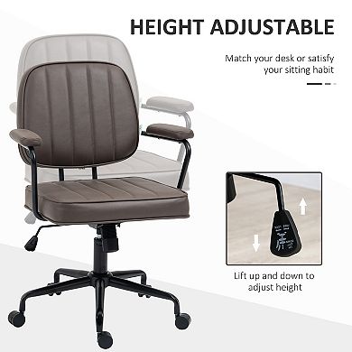 Vinsetto Home Office Chair, Microfiber Computer Desk Chair with Swivel Wheels, Adjustable Height, and Tilt Function, Light Brown