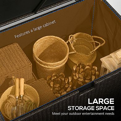 Outsunny 113 Gallon Deck Box With Groove Handle For Garden Tools