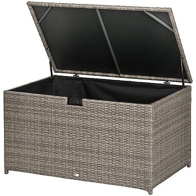 Outsunny 113 Gallon Deck Box With Groove Handle For Garden Tools