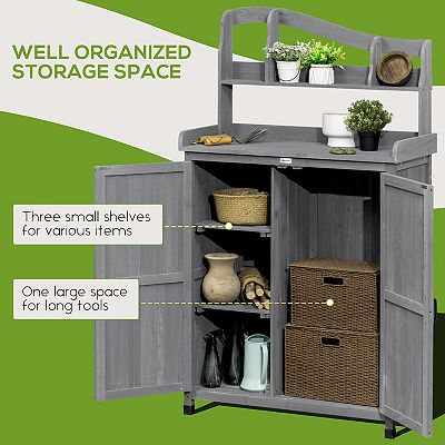 Grey potting bench sales