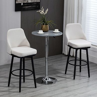 Modern Set Of 2 Barstools, Swivel Kitchen Chairs With Steel Legs, Cream White