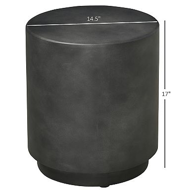 Lightweight Accent Table With Concrete Finish Round Side Table, Charcoal Grey