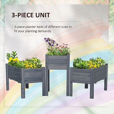 Outsunny Raised Garden Bed Set of 3 for Backyard,
