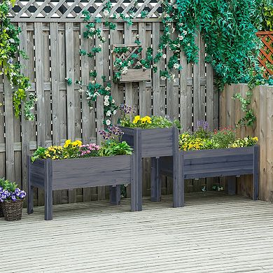Outsunny Raised Garden Bed Set of 3 for Backyard,
