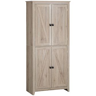 HOMCOM 72" Freestanding 4-Door Kitchen Pantry, Storage Cabinet Organizer with 4 tier , and Adjustable Shelves, Natural