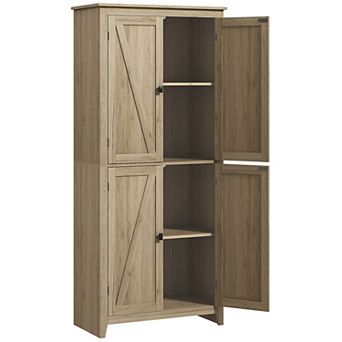 HOMCOM 72inch Modern Kitchen Pantry, Pantry Organizer w/ 4 tier Shelving, Natural