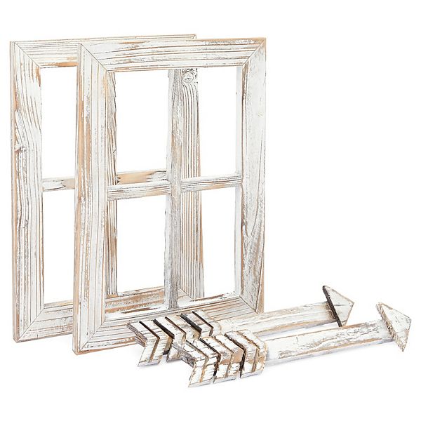 Window Pane Frames and Rustic Wooden Arrows, Farmhouse Decor (4 Piece Set)