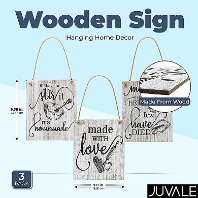 Juvale Wood Farmhouse Signs for Kitchens (3 Designs, 7.8 x 9.36 in, 3 Pack)