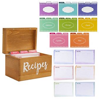 Recipe Box with 60 Blank Cards, 24 Dividers for Baking, 7x5x5 in