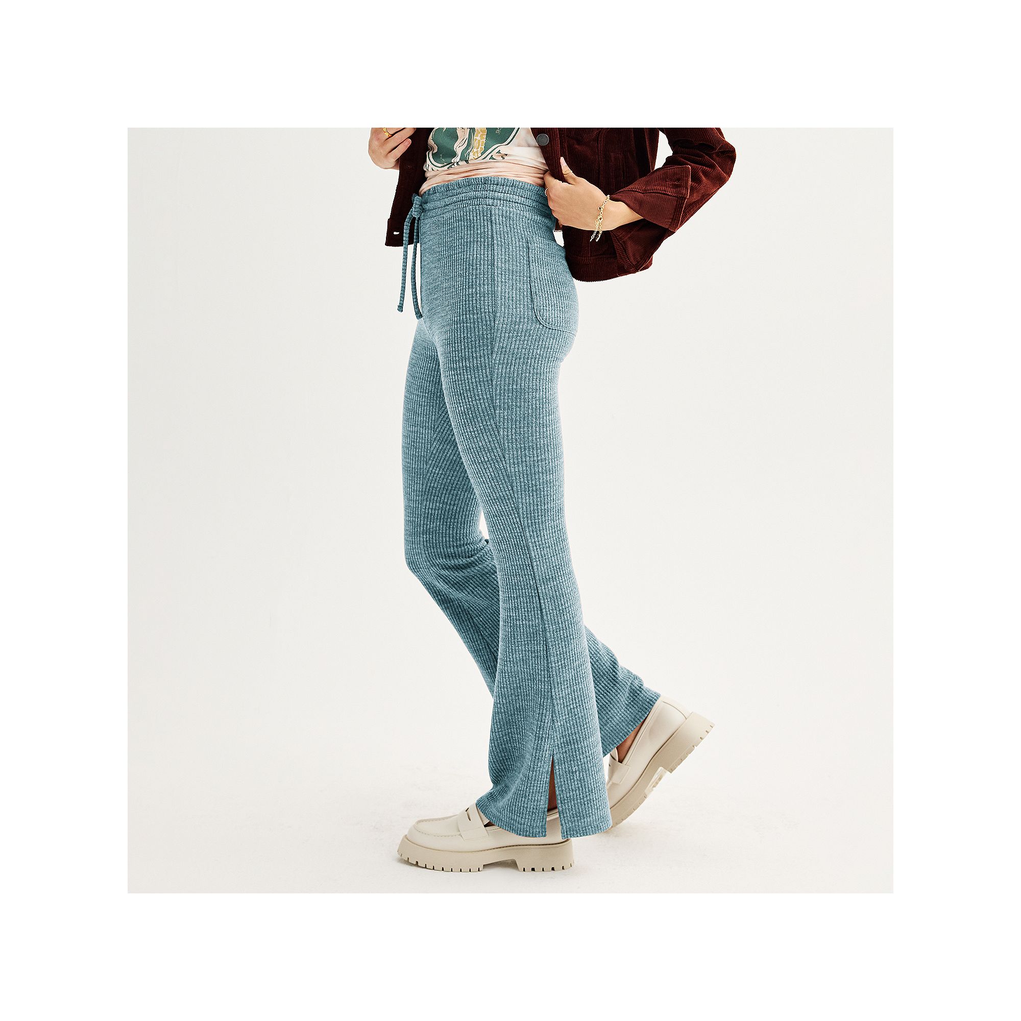 Juniors SO® High-Rise Knit Flare Pants, Girls, Size: XS, Vintage Blue