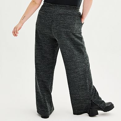 Juniors' Plus Size SO High Rise Smocked Waistband Knit Flare Pants